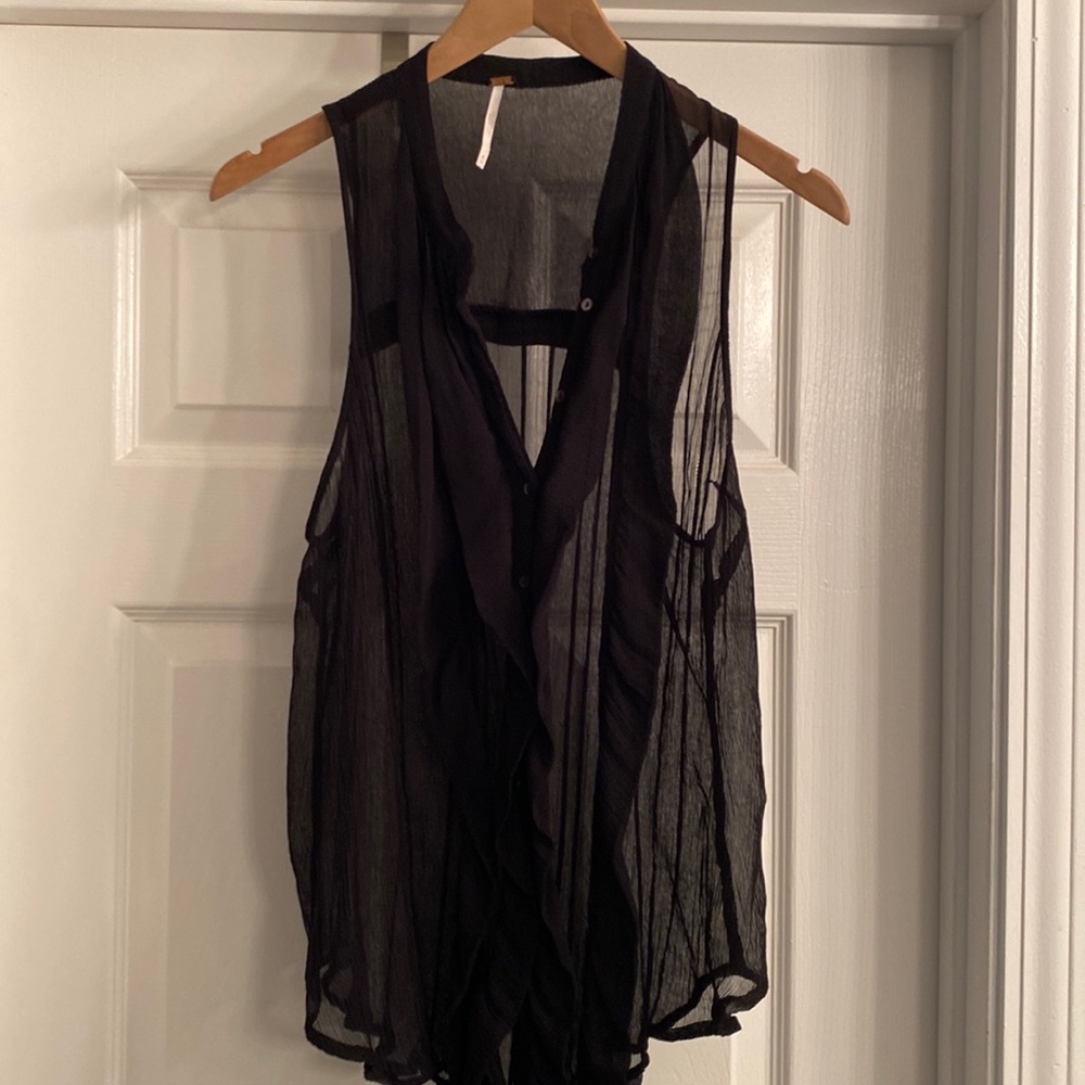 Free People, M, Black sheer top